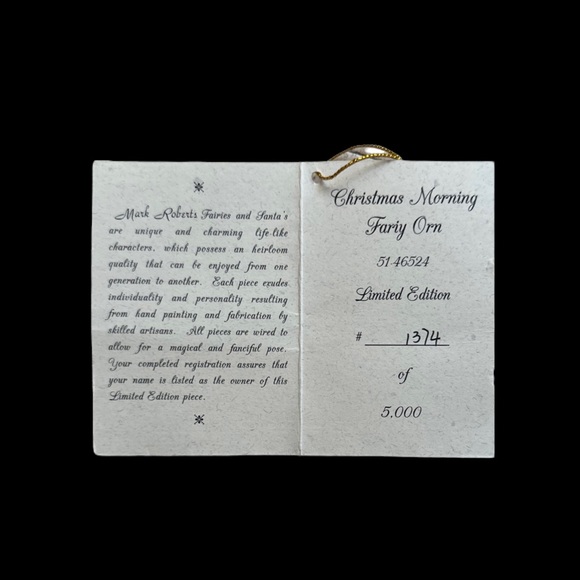 Mark Roberts Limited Edition Christmas Morning Fairy" Ornament Size Medium - Picture 11 of 13